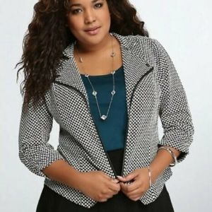 Torrid black and white moto blazer
